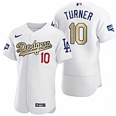 Dodgers 10 Justin Turner White Gold Nike 2020 World Series Champions Flexbase Jersey Dzhi,baseball caps,new era cap wholesale,wholesale hats